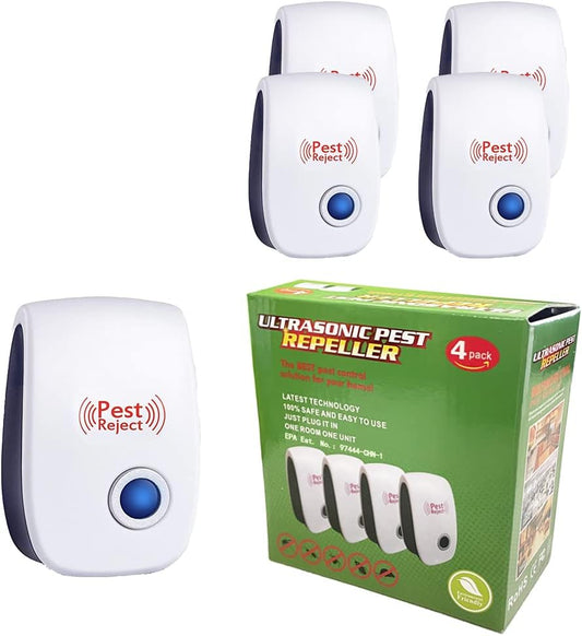 4 Pack Pest Repeller, Mice Repellent, Ant Cockroaches Mosquitoes Bed Bugs Spiders Repellent Indoor, Electronic Pest Repeller